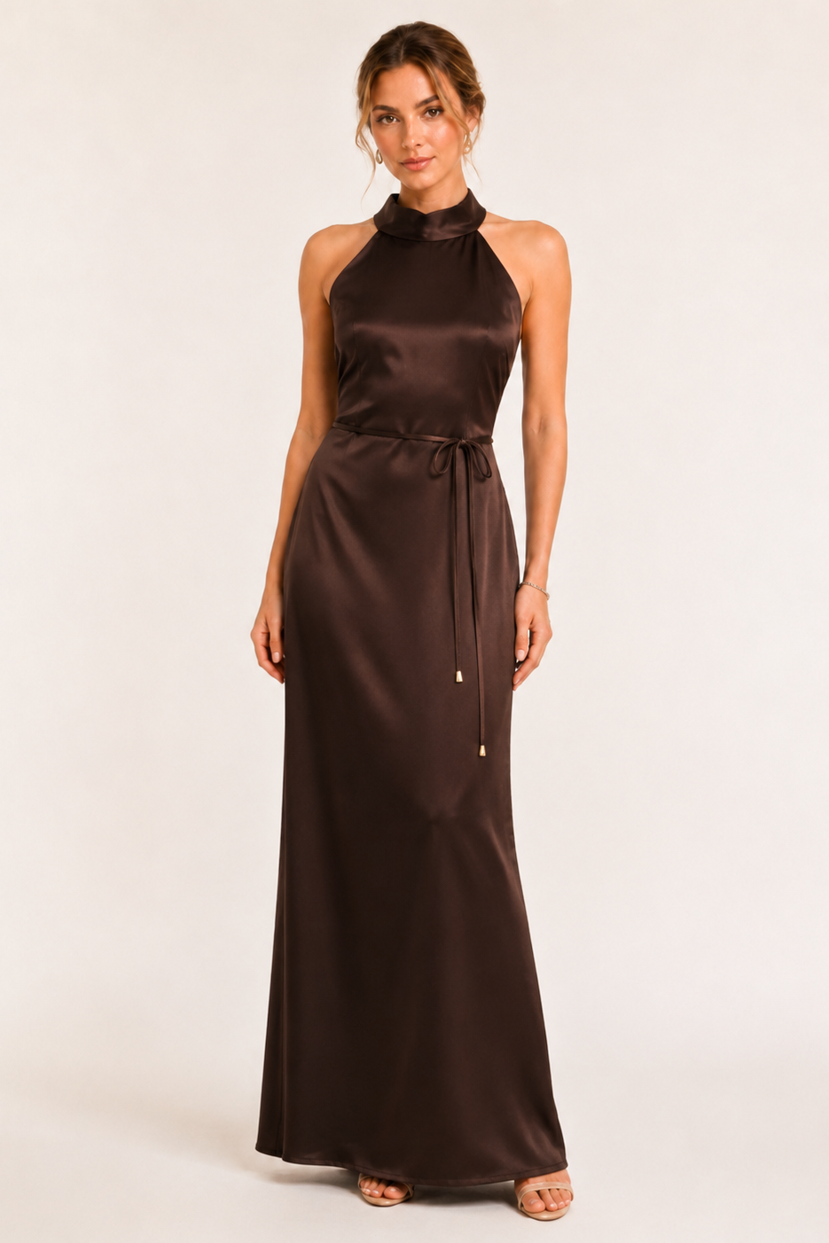 Halter Satin Maxi Dress