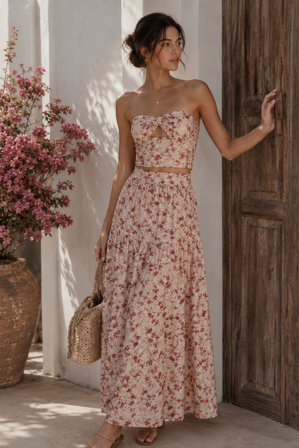 Floral Strapless Two-Piece Maxi Set Floral Strapless Two-Piece Maxi Set