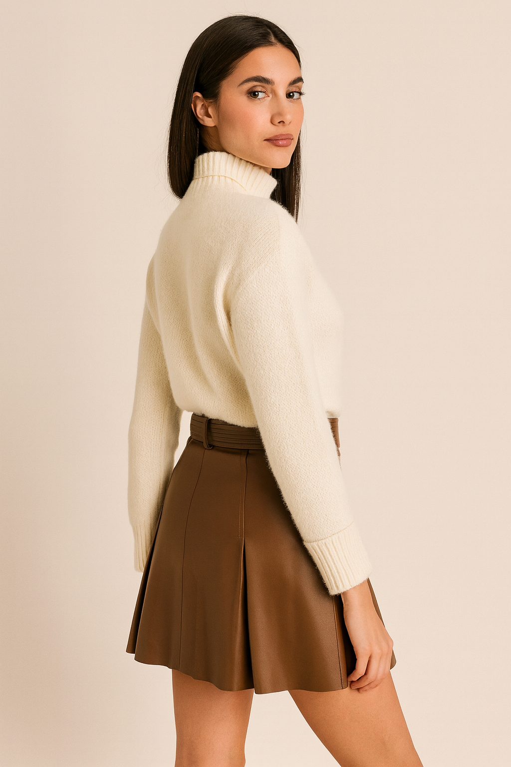 Brown Faux Leather Mini Skirt