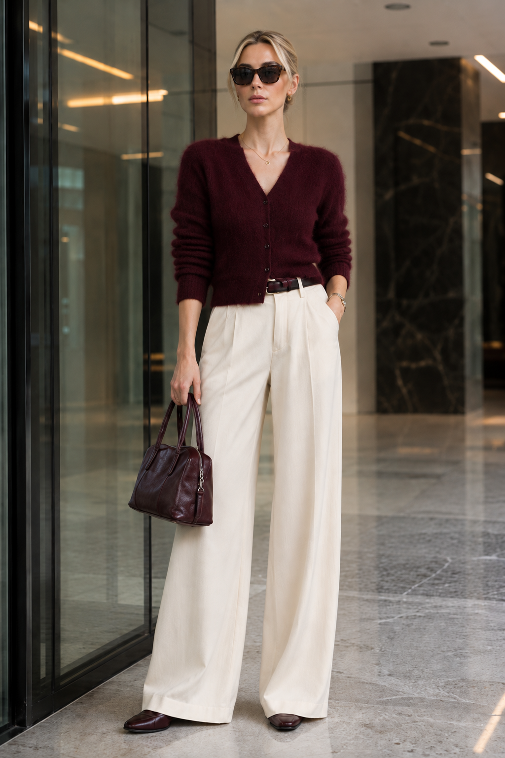 Brushed Wool V-Neck Cardigan