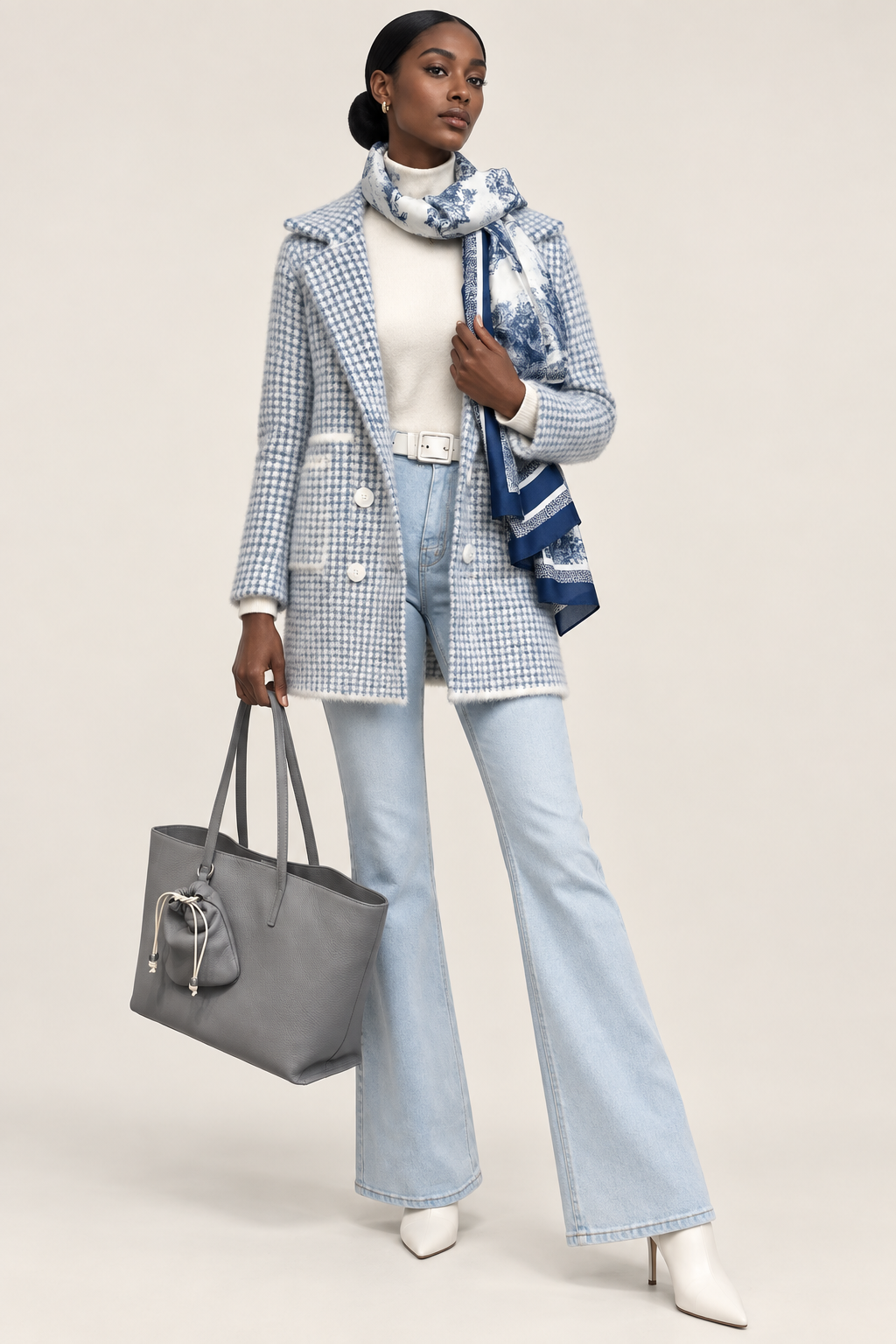 Powder Blue Plaid Coat