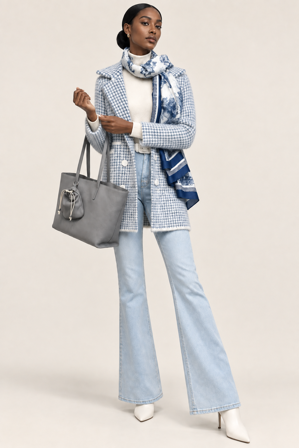 Powder Blue Plaid Coat