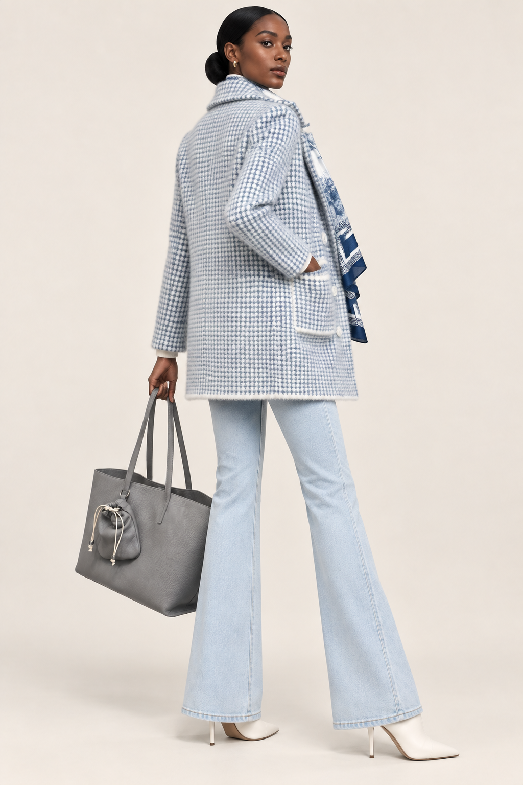 Powder Blue Plaid Coat