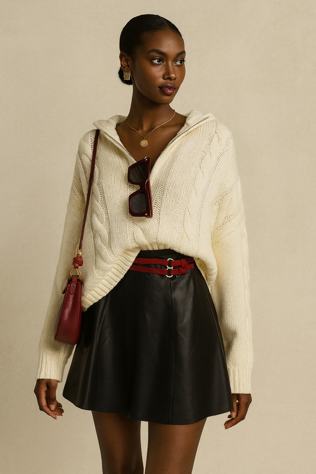 A-Line Faux Leather Mini Skirt