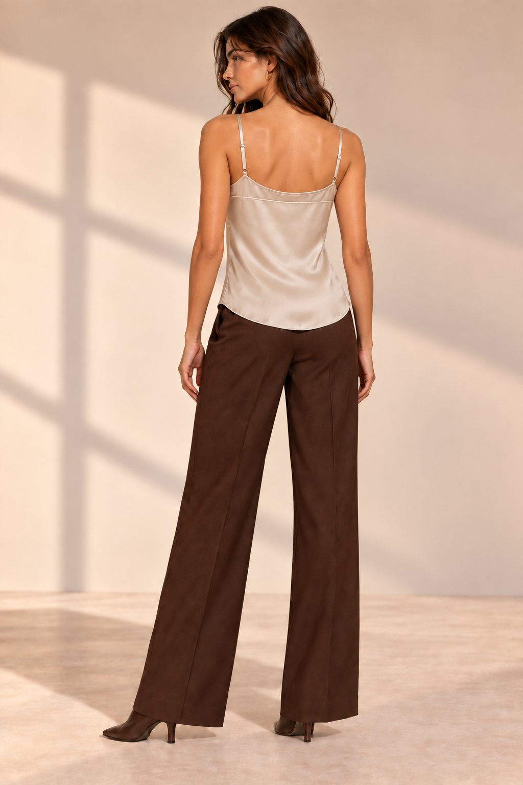 Champagne Lace-Trim Satin Cami