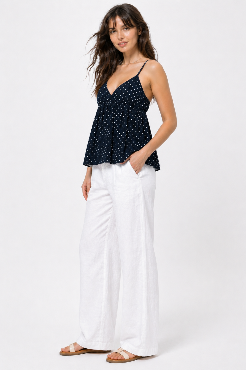 Navy Polka Dot Cami Top