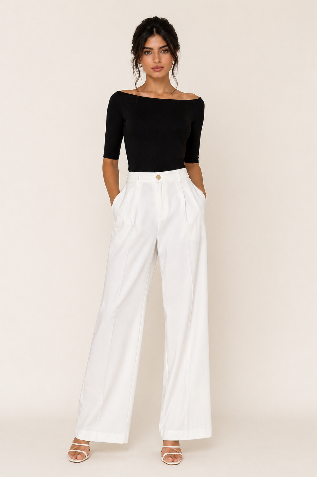 Relaxed Linen Blend Wide-Leg Pants