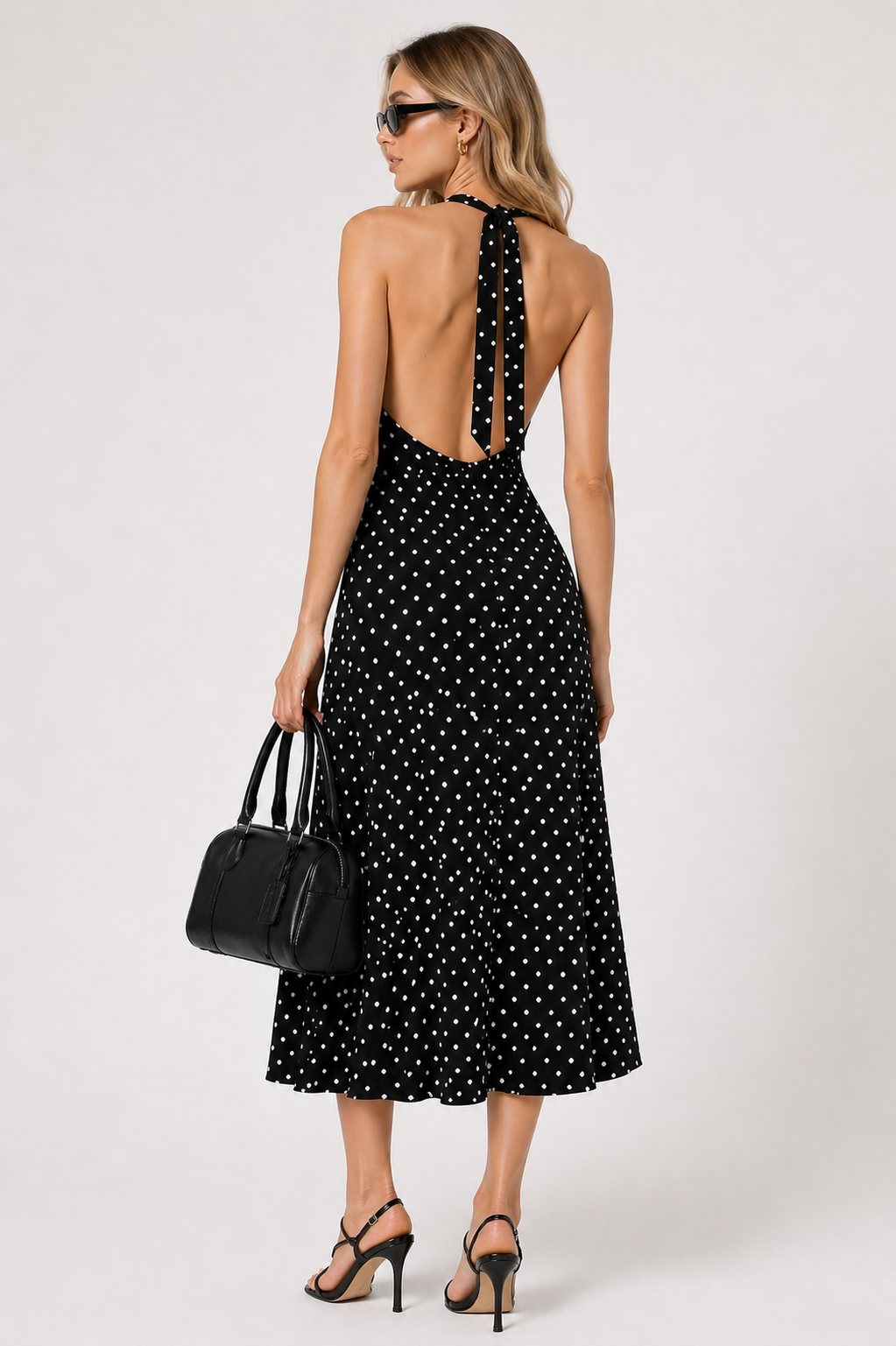 Black Polka Dot Halter Maxi Dress Black Polka Dot Halter Maxi Dress