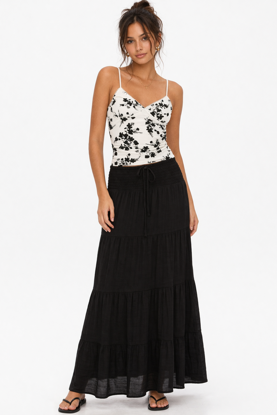 Tiered Maxi Skirt - Khaki