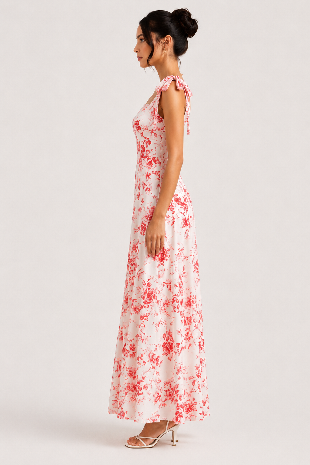 Blue Floral Tie-Shoulder Maxi Dress