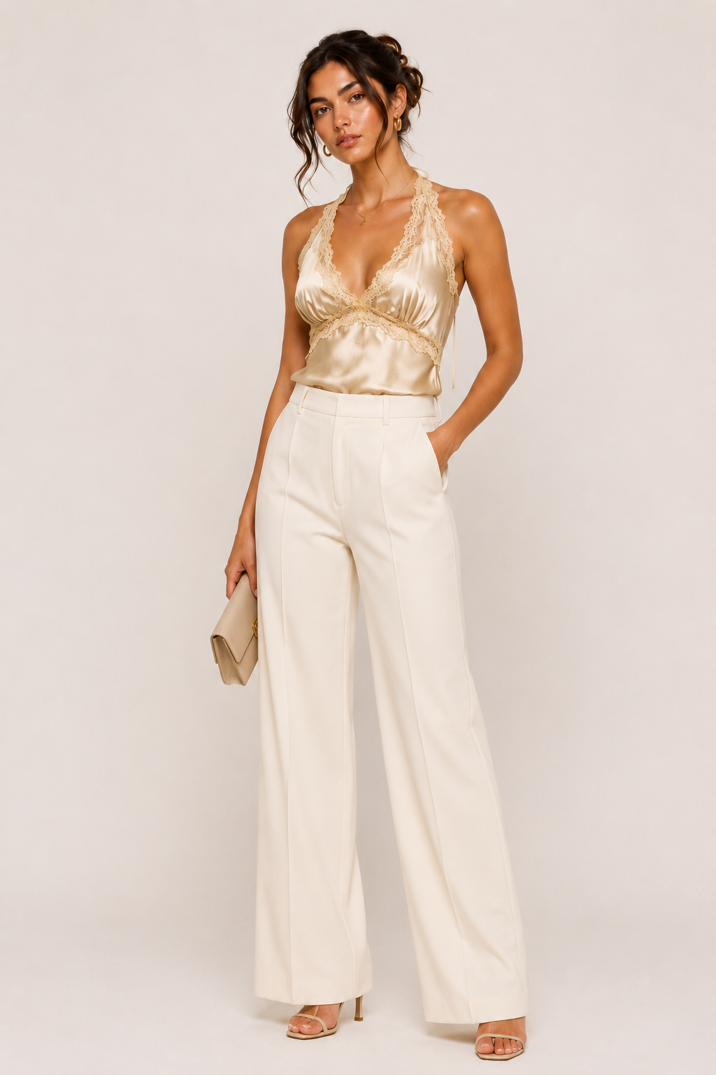 Lace Trim Satin Cami