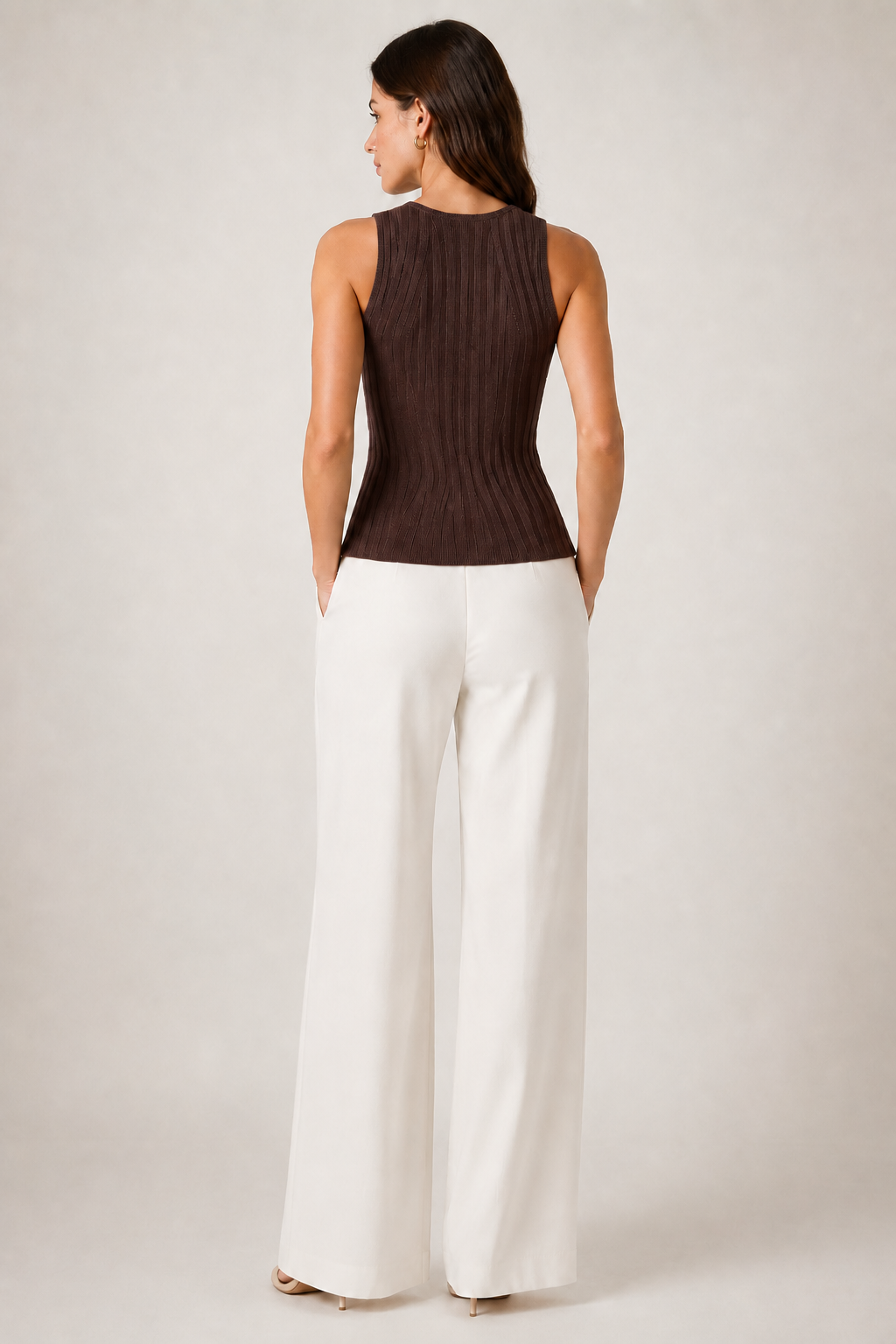 Rib Knit Sleeveless Crew Neck Top