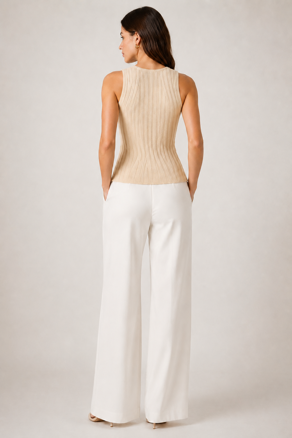 Rib Knit Sleeveless Crew Neck Top