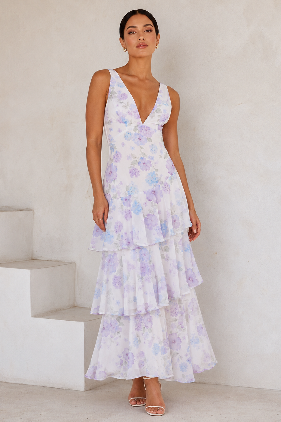 Lilac Bloom Tiered Maxi Dress