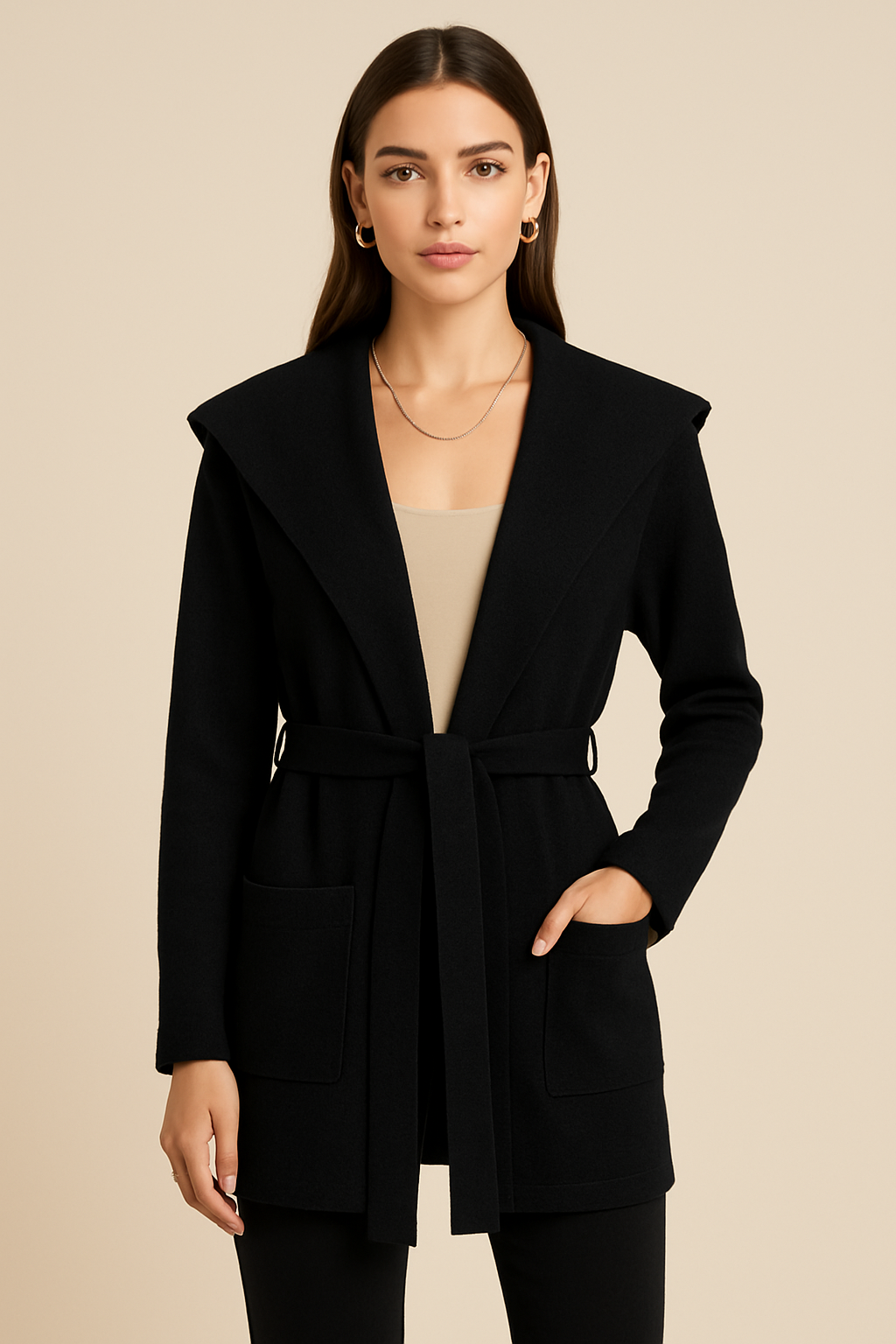 Merlot Belted Long Coat