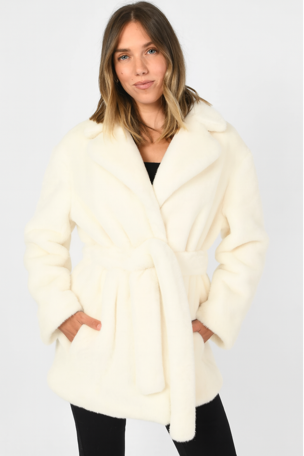 Belted Faux Fur Jacket