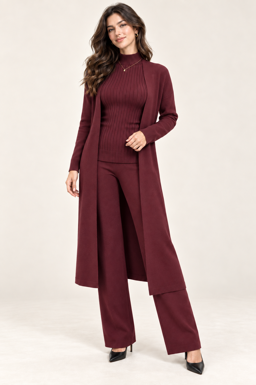 Taupe 3-Piece Knit Set