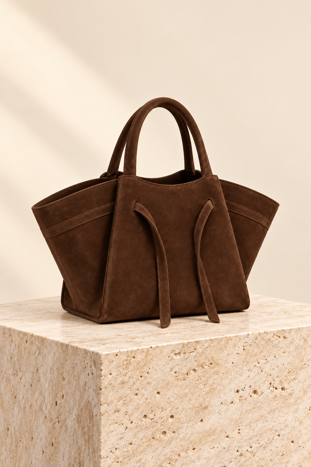 Chocolate Suede Tie-Front Tote