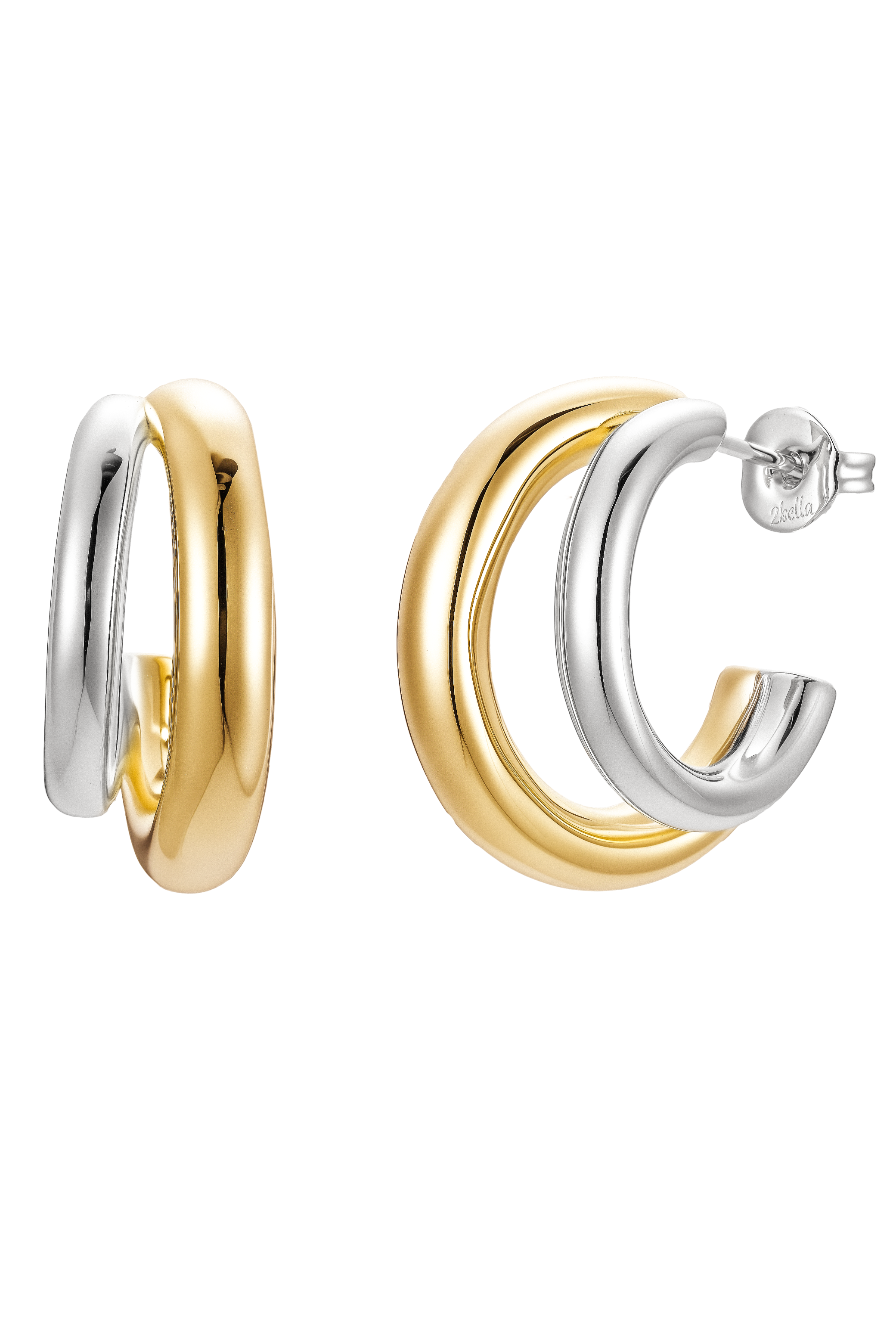 Sculptural Two-Tone Double Hoops