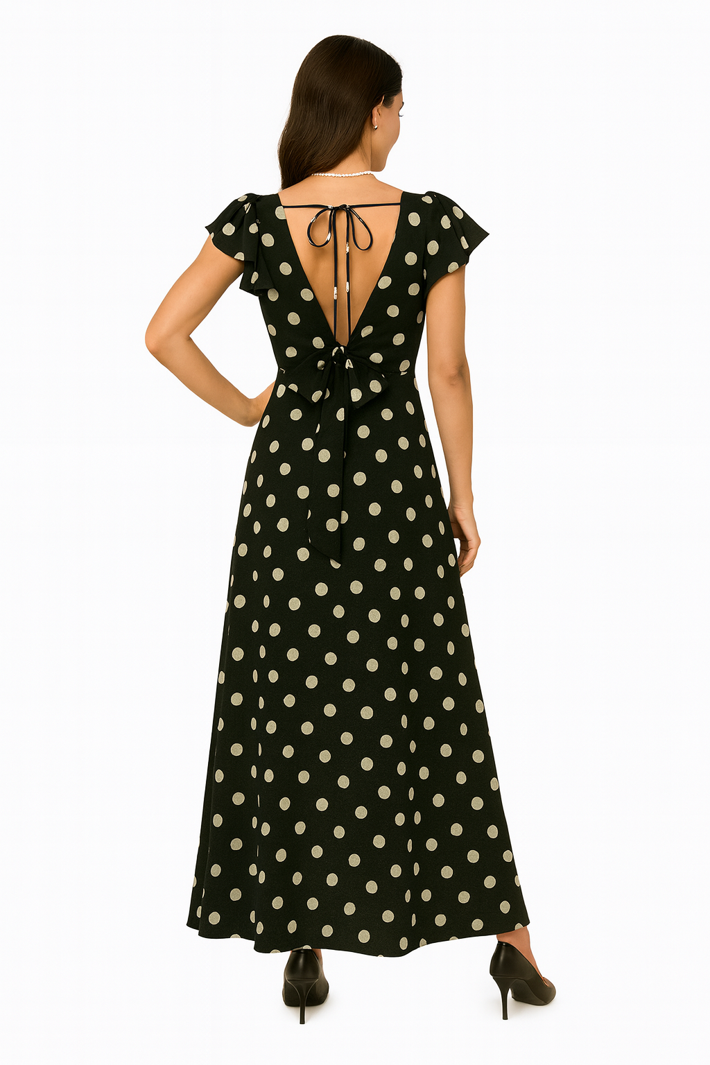 Vintage-Inspired Polka Dot Maxi Dress