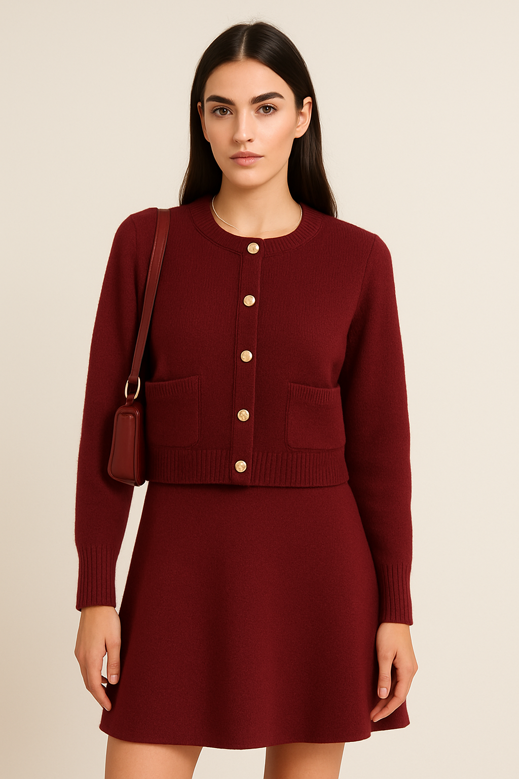 Burgundy Soft Knit Two-Piece Set