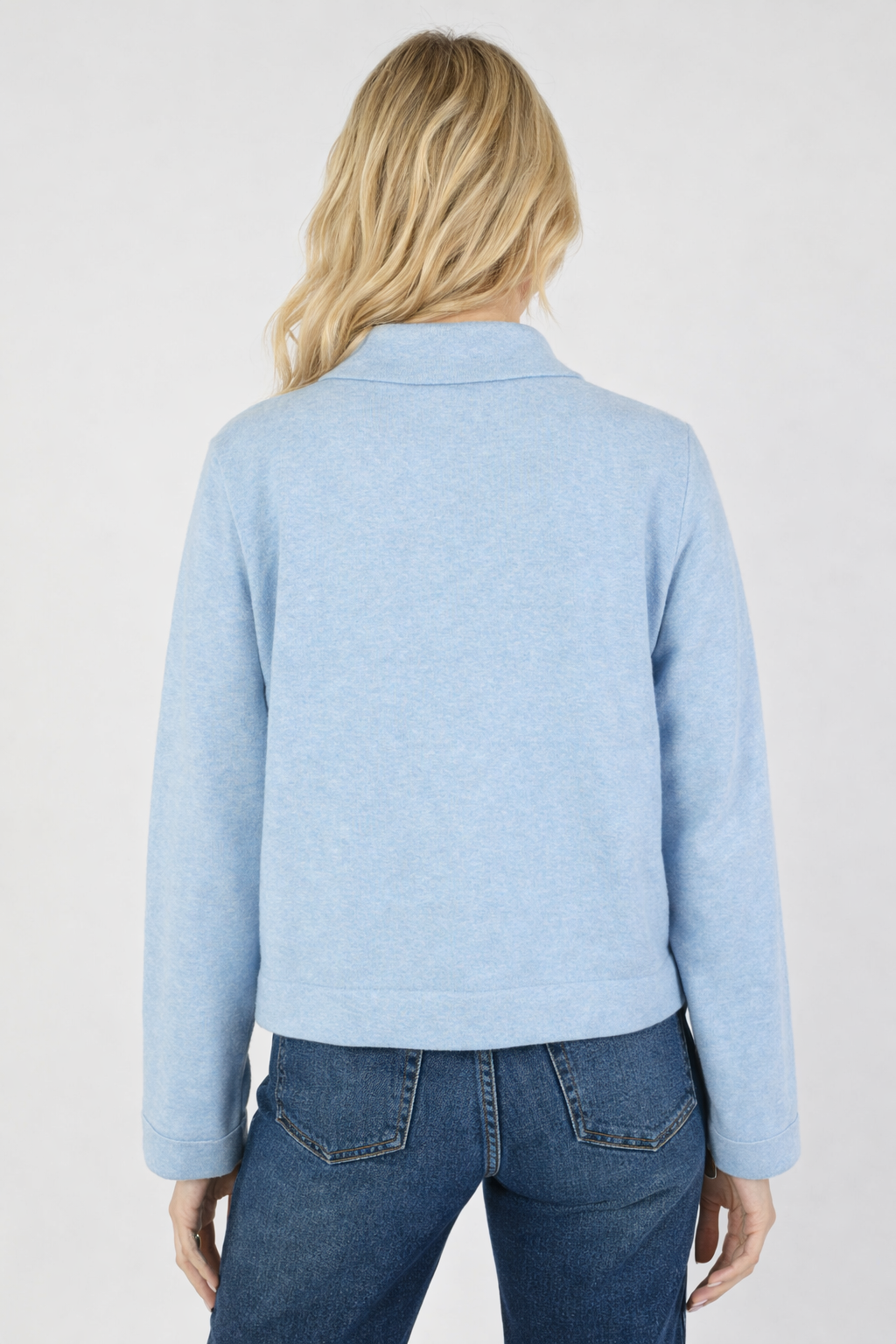 Collared Knit Jacket Silver Blue