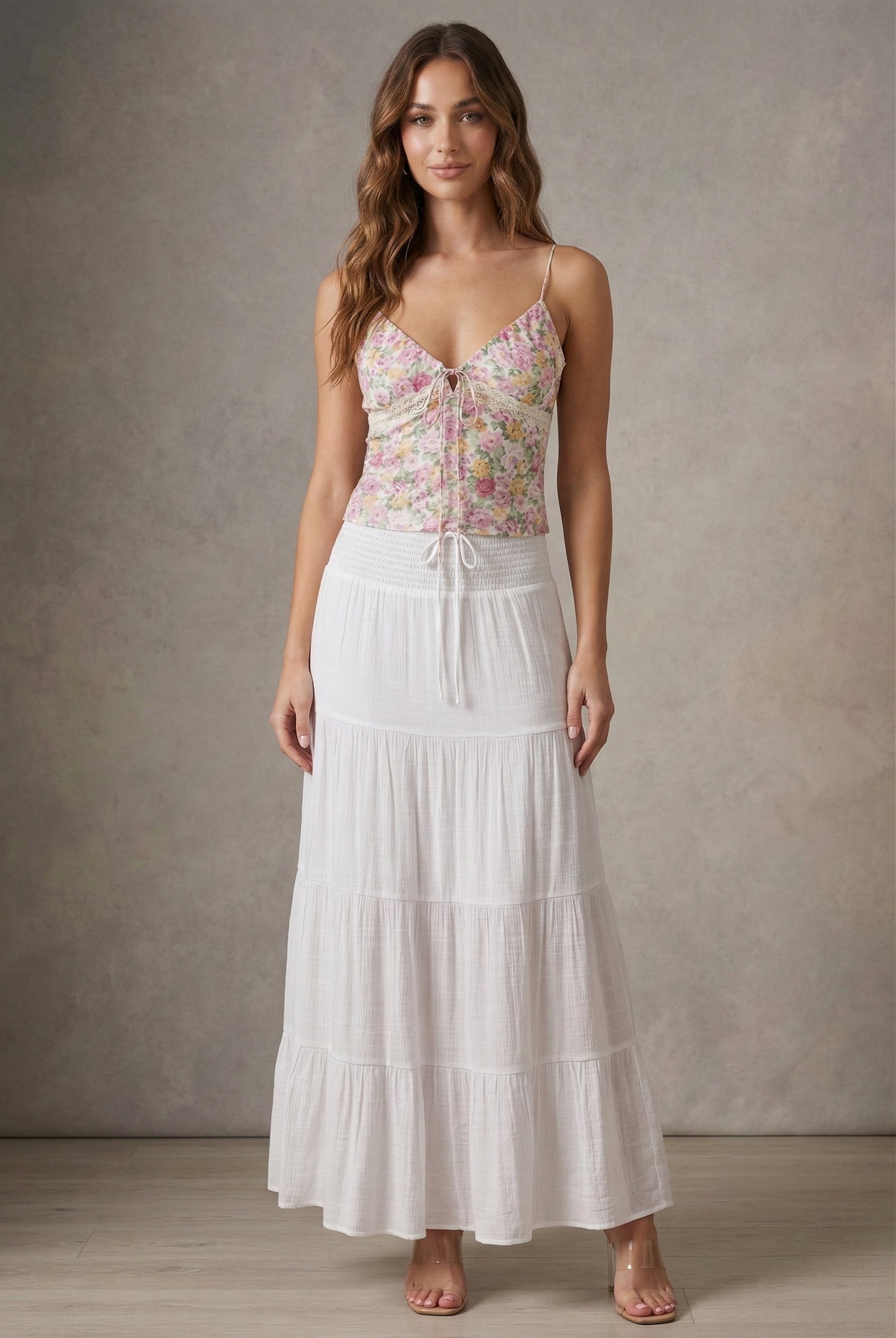 White Tiered Maxi Skirt