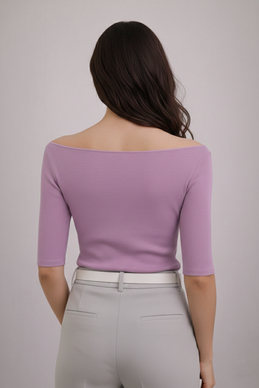 Superfine Merino Wool Boatneck Top – Lilac
