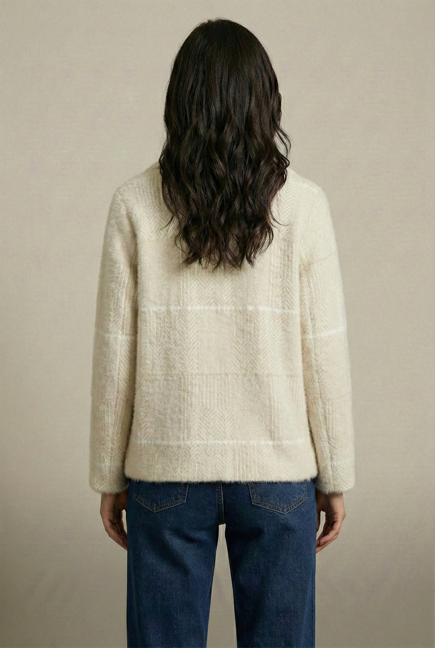 Multi-Pattern Diagonal Pocket Fuzzy Jacket