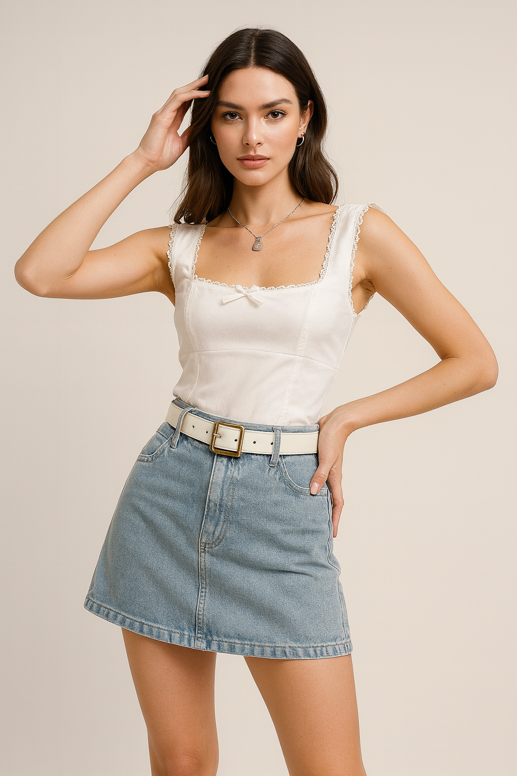 Yellow Lace Trim Corset Top