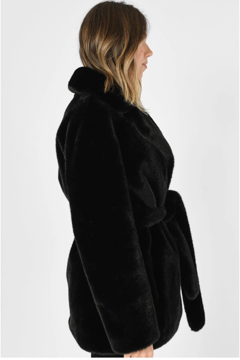Belted Faux Fur Jacket