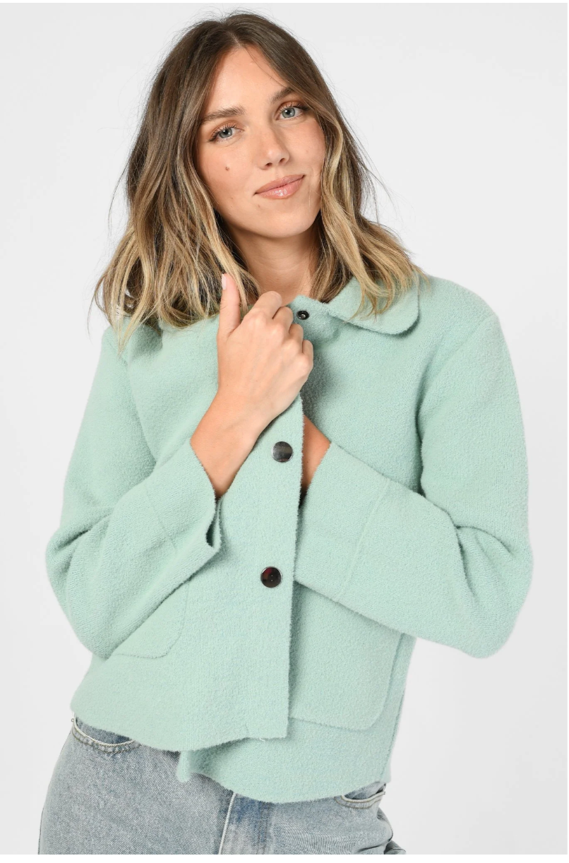 Peter Pan Collar Jacket in Aqua