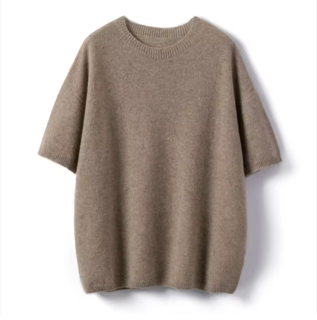Essential Short-Sleeve Cashmere Wool Sweater