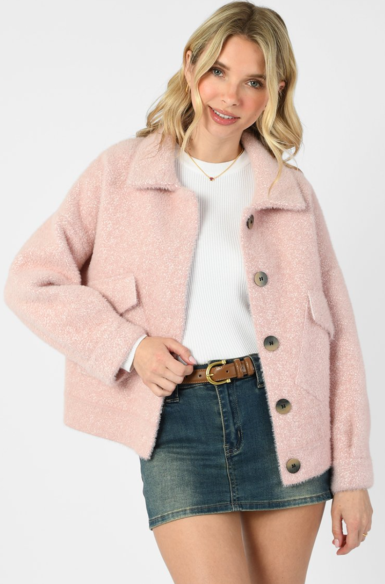 Soft Button Jacket Pink