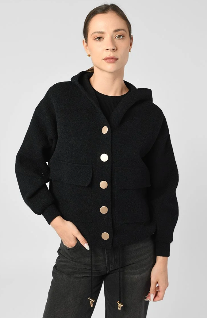 White Hooded Drawstring Jacket