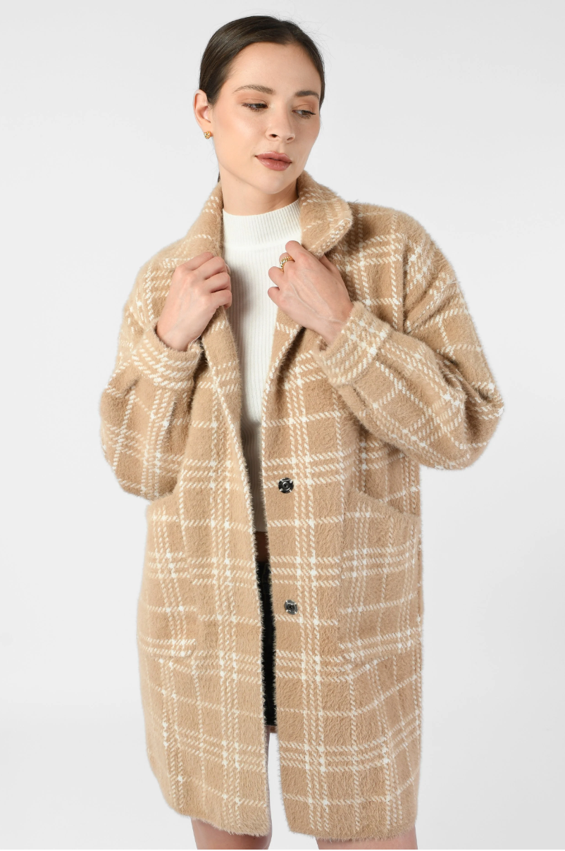 Oversized Plaid Coat – Free Size