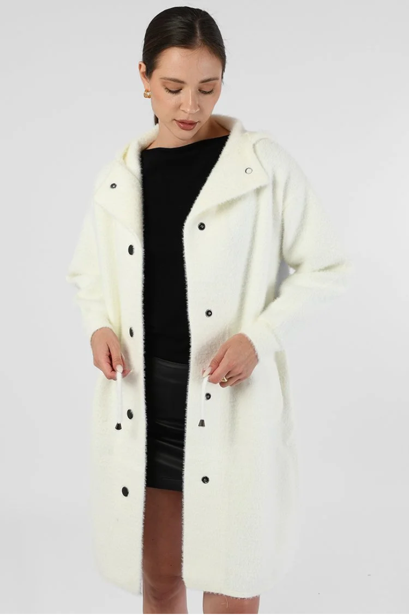 Hooded Snap Front Coat Khaki