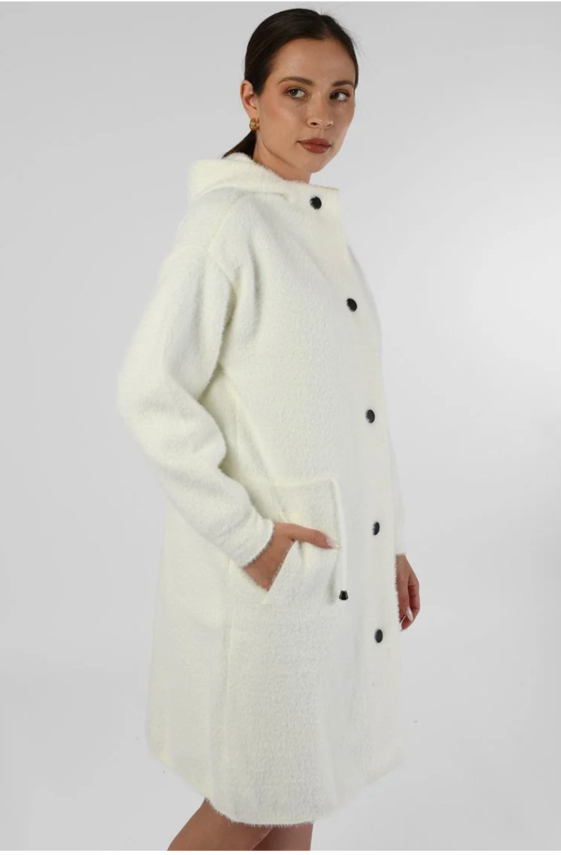 Hooded Snap Front Coat Khaki