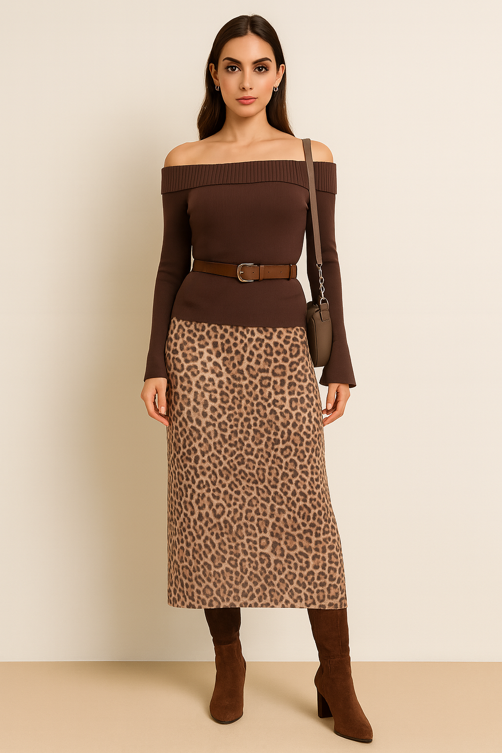 Leopard Mesh Maxi Skirt